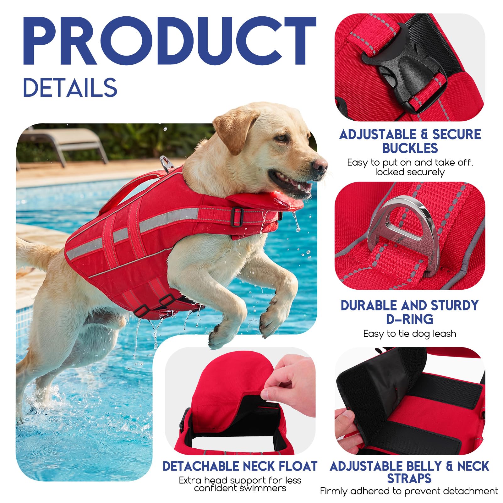 ASENKU colete-vida perro alta visibilidad con cintas reflectantes para seguridad