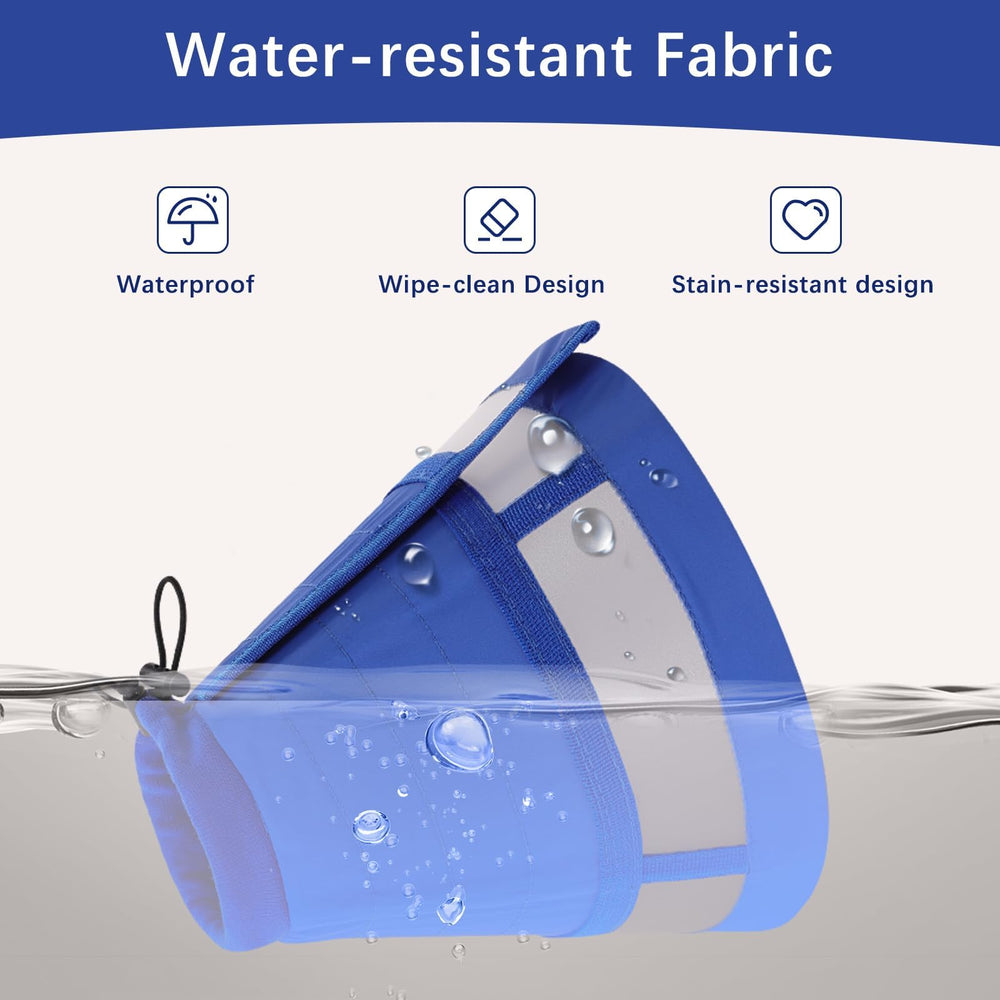 ASENKU cone suave azul con tela impermeable, fácil limpieza tras comidas o saliva.