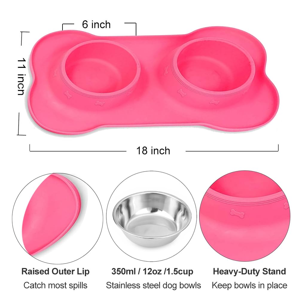 Tazones dobles AsFrost para agua y comida, fáciles de limpiar.