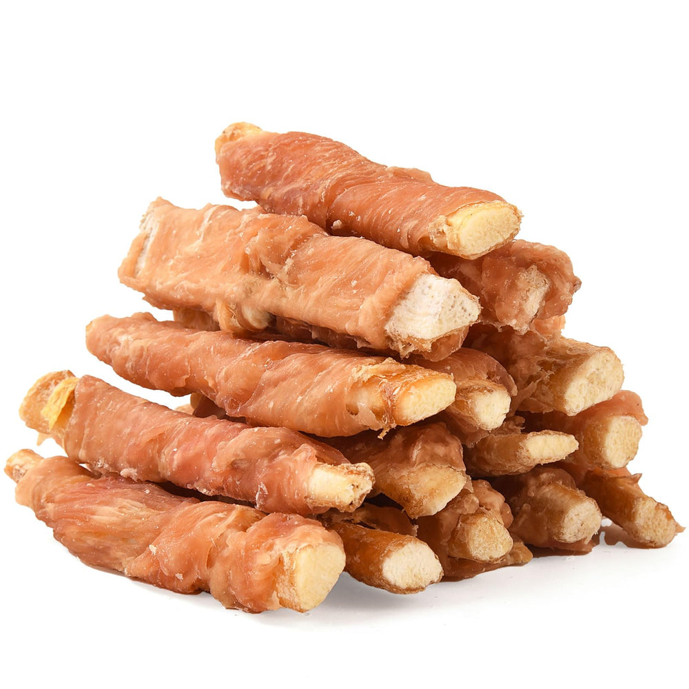 ASMPET pollo envuelto cartílago de res, snack sabroso para limpieza bucal