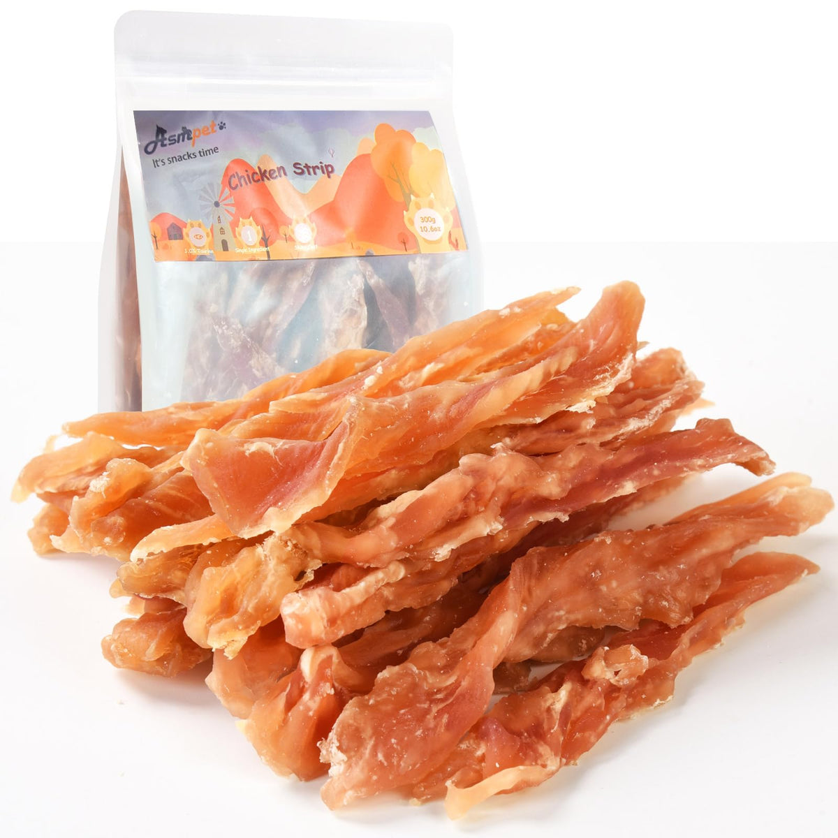 ASMPET tiras de pollo para perros, fuente de proteína de alta calidad.