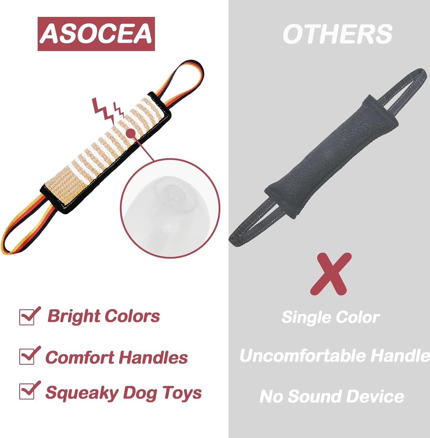 ASOCEA Juguete de Tirón: ideal para entrenamiento en casa y liberar energía.