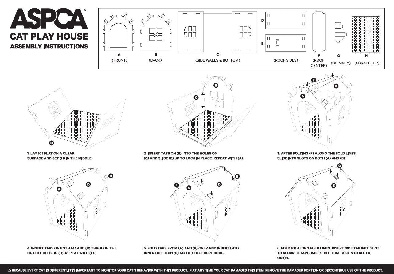 Diseño plegable de la casa ASPCA para almacenamiento rápido.