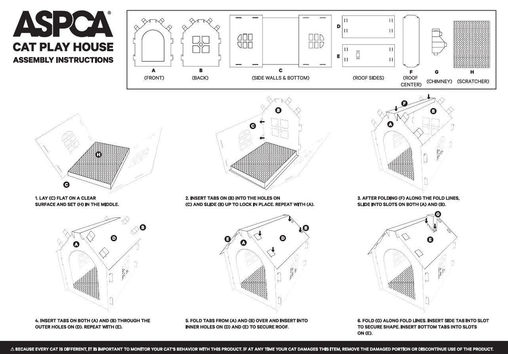 Diseño plegable de la casa ASPCA para almacenamiento rápido.