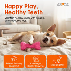 ASPCA juguete dental para cachorros, diseñado para masticación suave y estimulación dental.