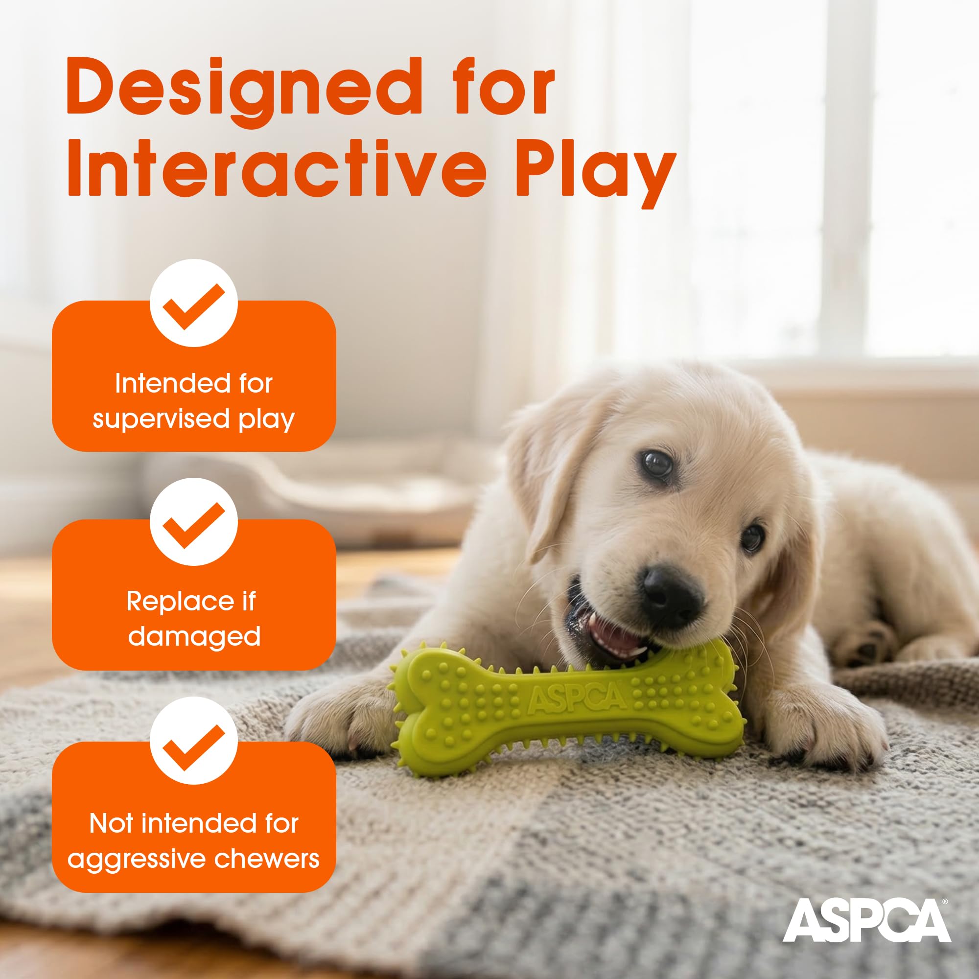 ASPCA mordedor con vainilla para cachorros: refuerzo de juego y entretenimiento seguro.