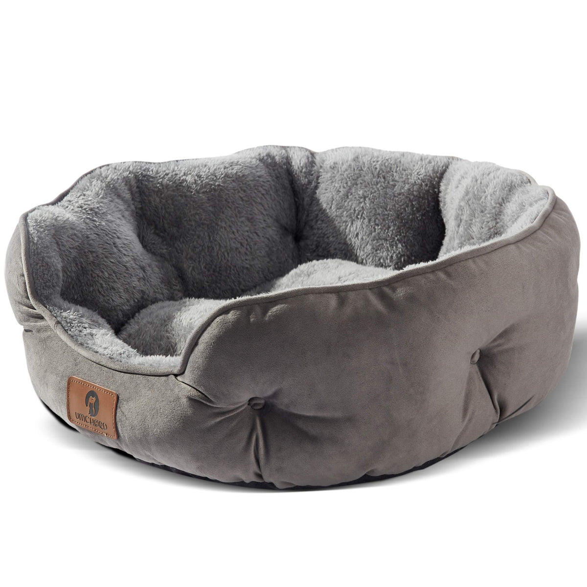 Asvin cama para perro pequeño gris en interior, suave para dormir.