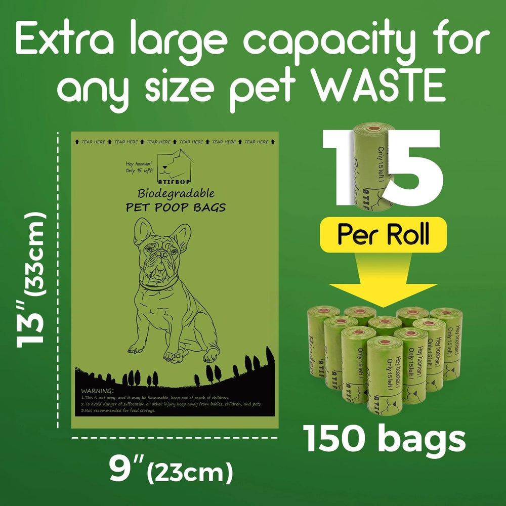 ATIFBOP dispensador con bolsas para perros, 10 rollos, práctico para paseos.