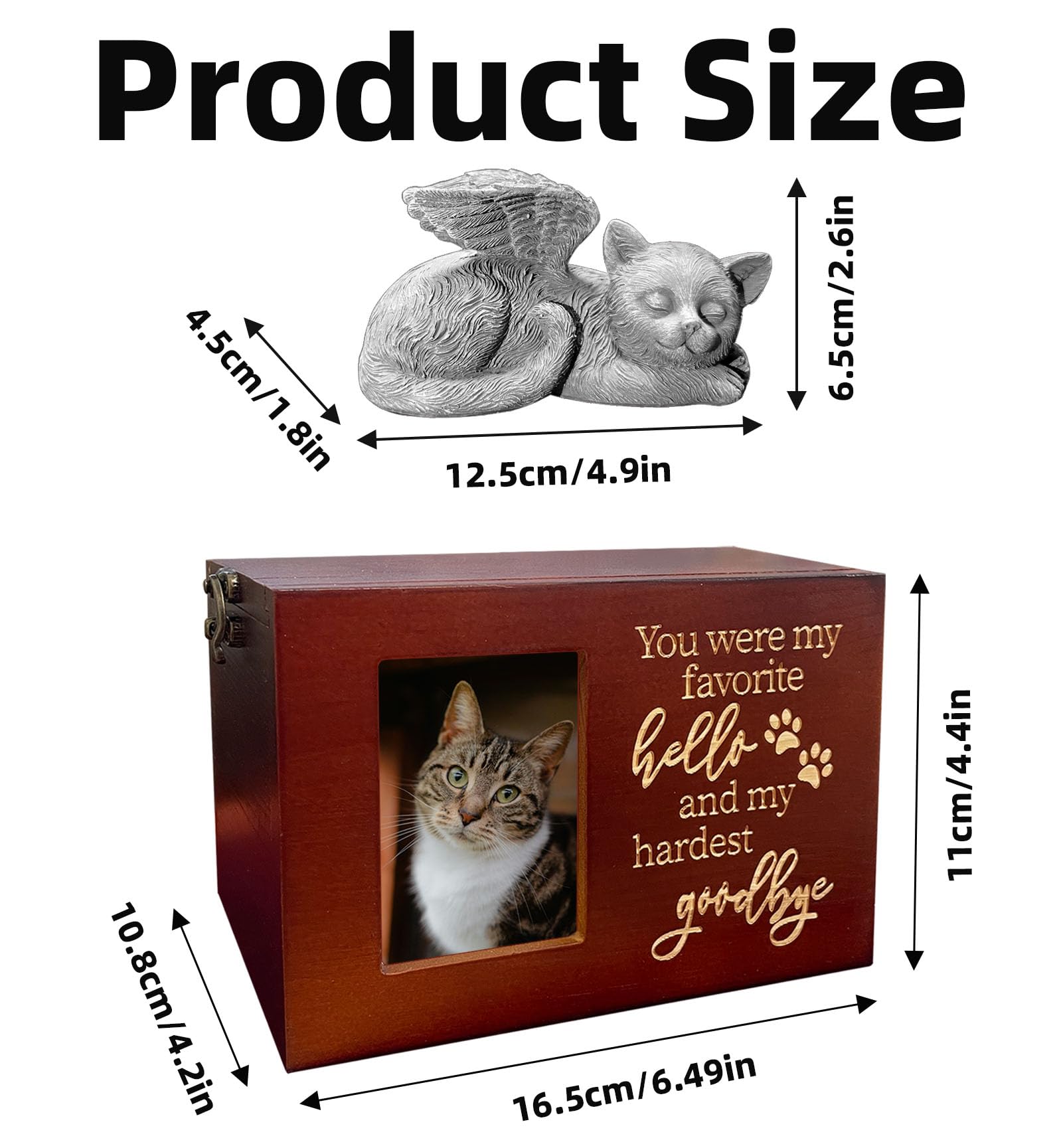 Atigrado: urna para gato con marco de foto conmemorativo para recordar.