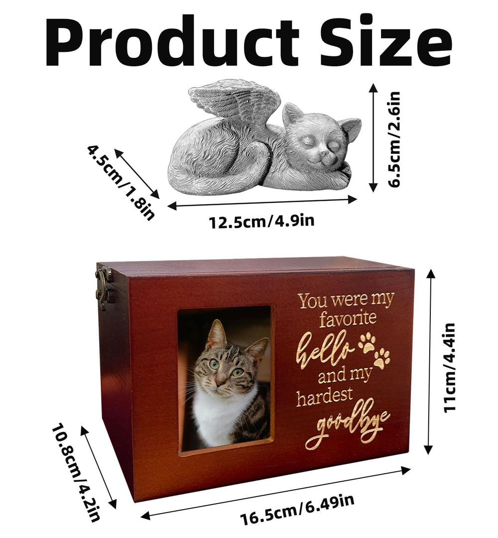 Atigrado: urna para gato con marco de foto conmemorativo para recordar.