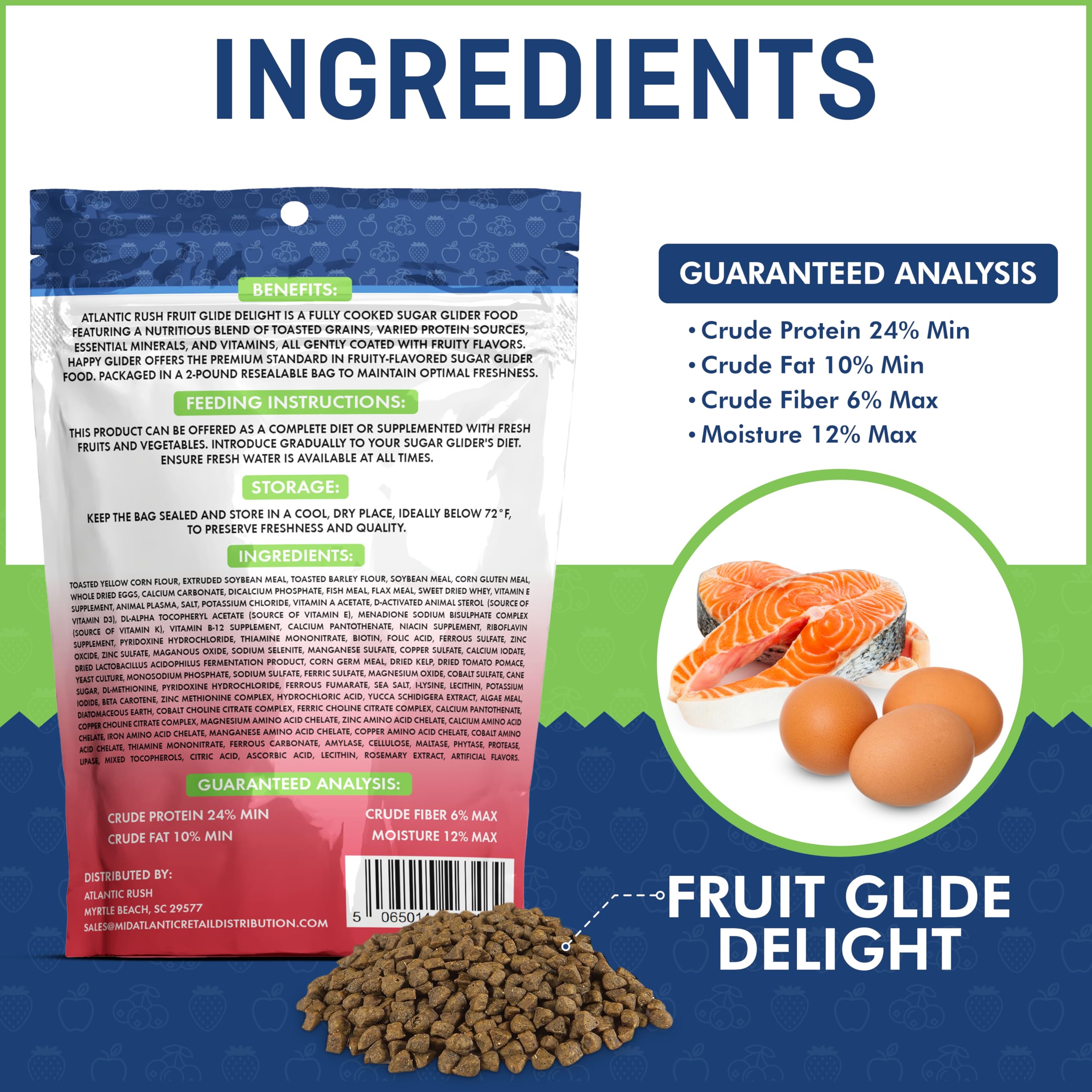 Atlantic Rush Fruit Glide Delight, mezcla de granos enteros con sabor afrutado.