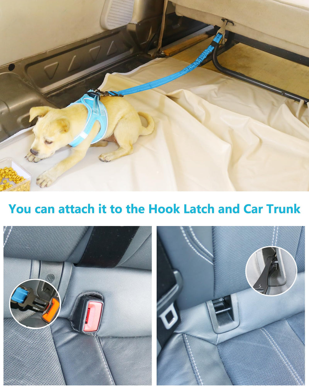 AUBELL Cinturón para perro en coche, bungee elástico para amortiguar movimientos.