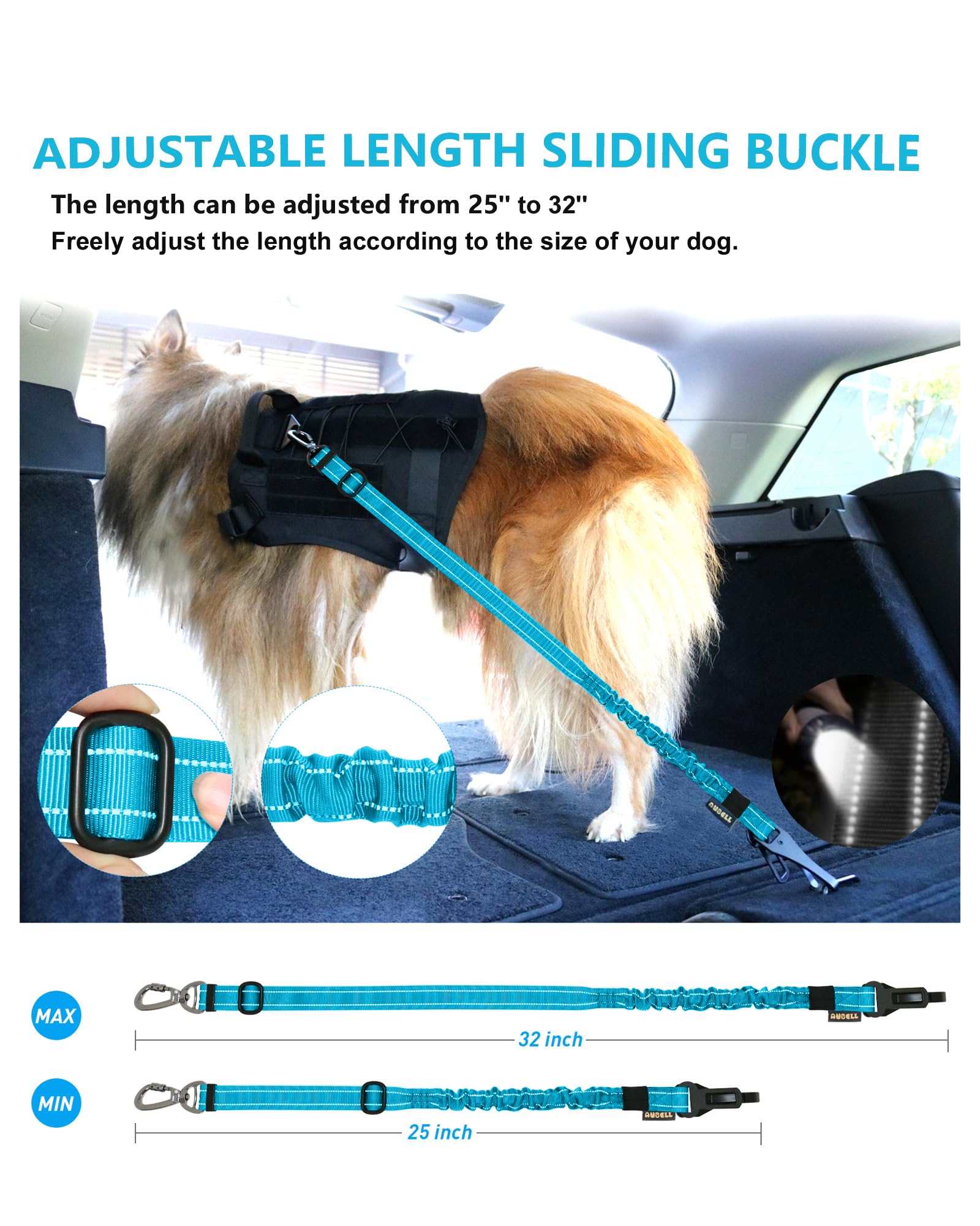 AUBELL Correa de seguridad para coche, universal para distintos tamaños.