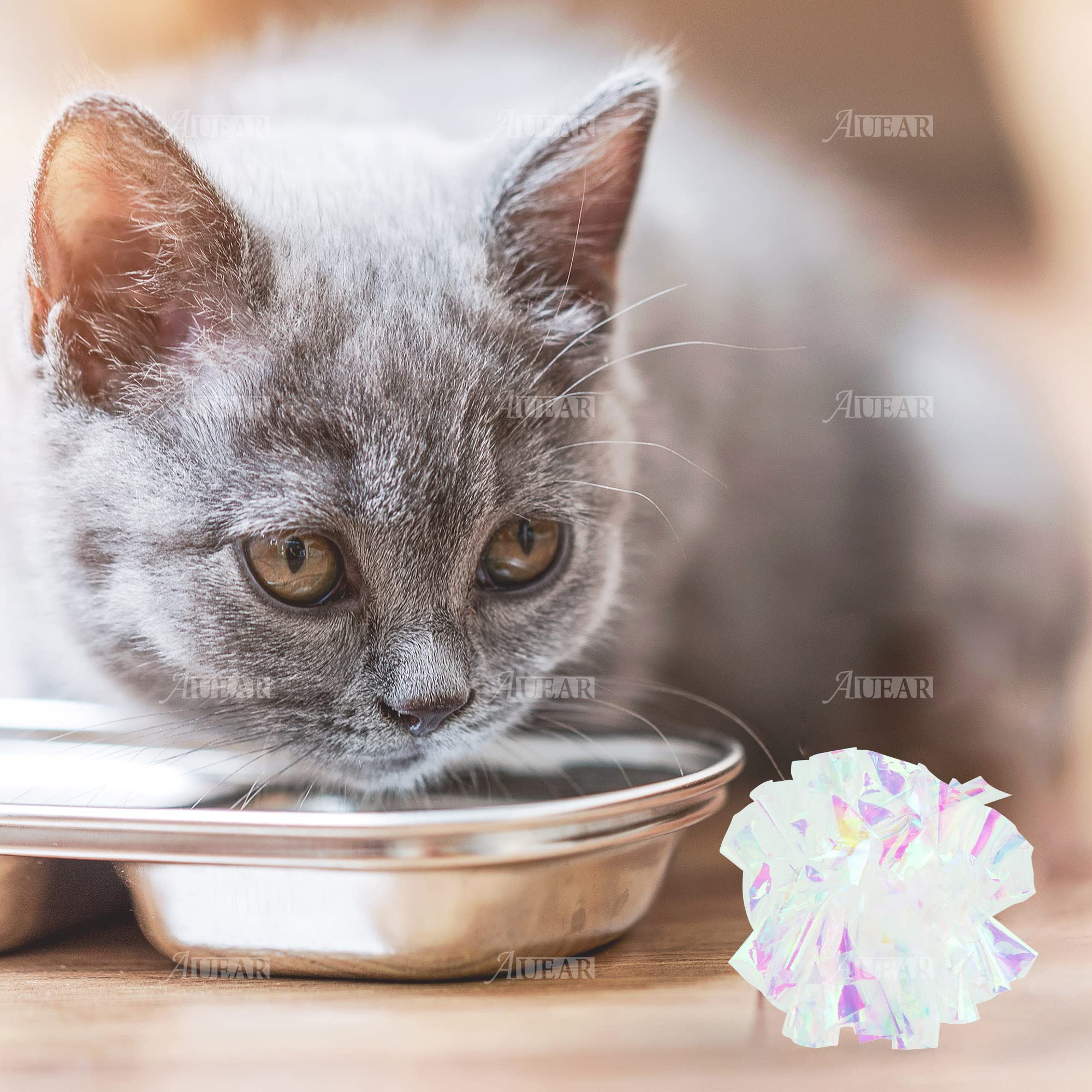 Pelotas crinkle para gatos de AUEAR, 2 pulgadas, resistencia en persecuciones.