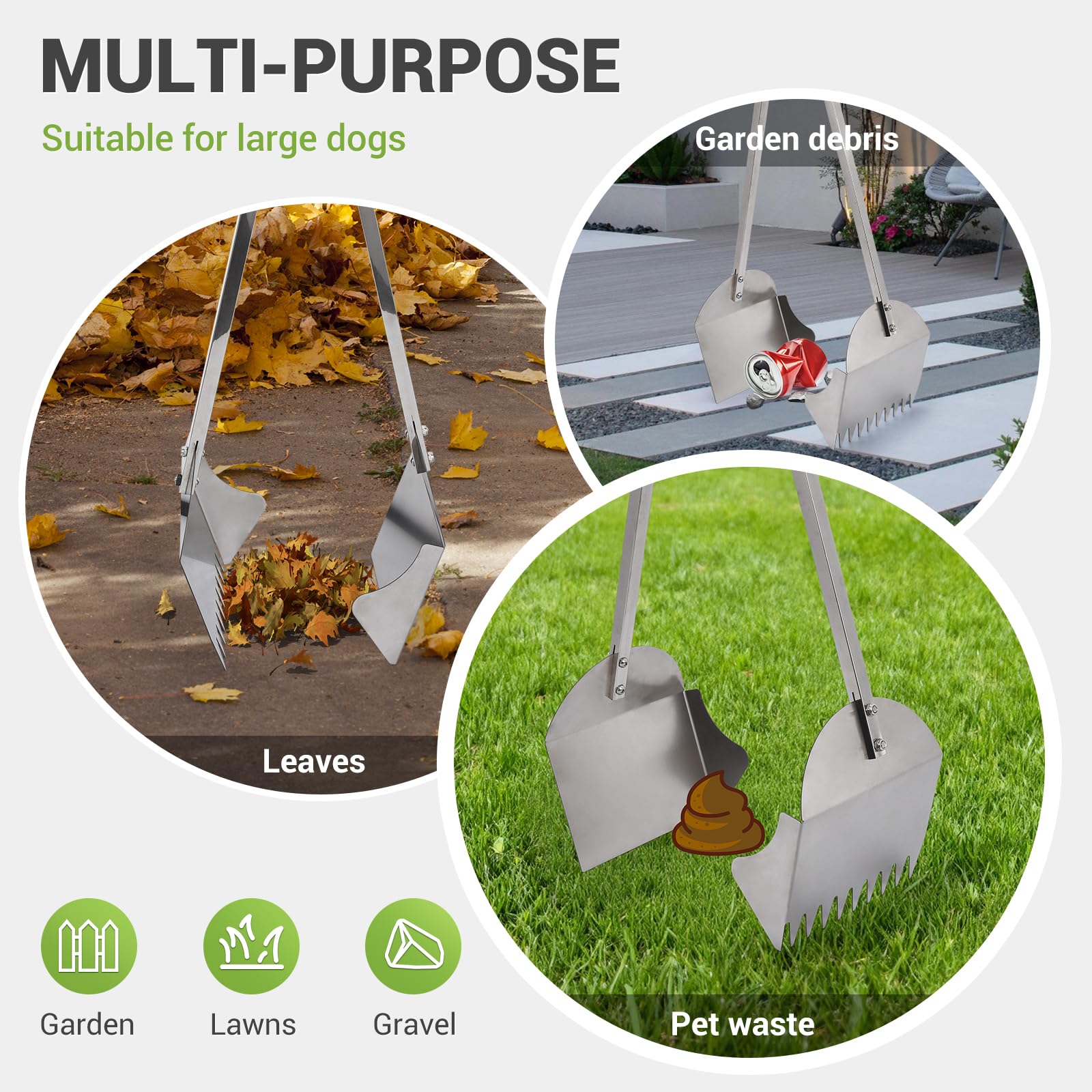 AugFir Pooper Scooper uso interior y exterior, manejo cómodo