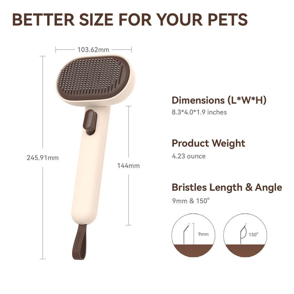 Cepillo Aumuca acabado marrón, diseño elegante para el baño de mascotas.