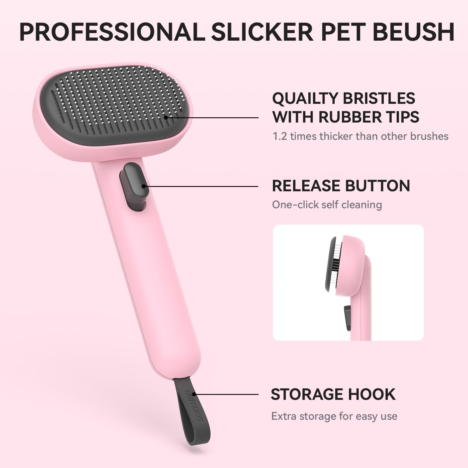 Aumuca cepillo para gatos, limpieza automática con un solo clic para liberar el pelo