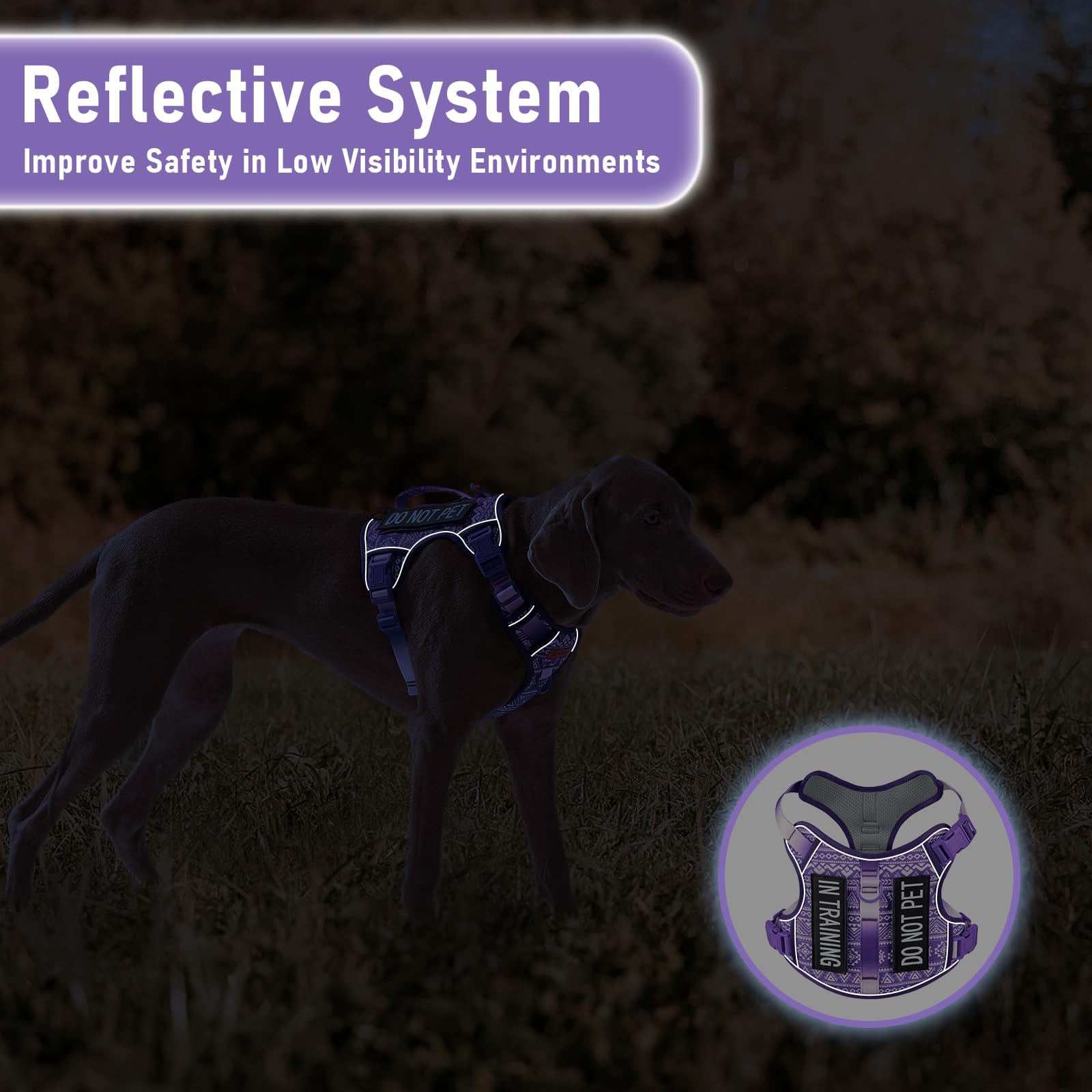 AUNZO arnés táctico para perro grande – reflejante para mayor visibilidad.