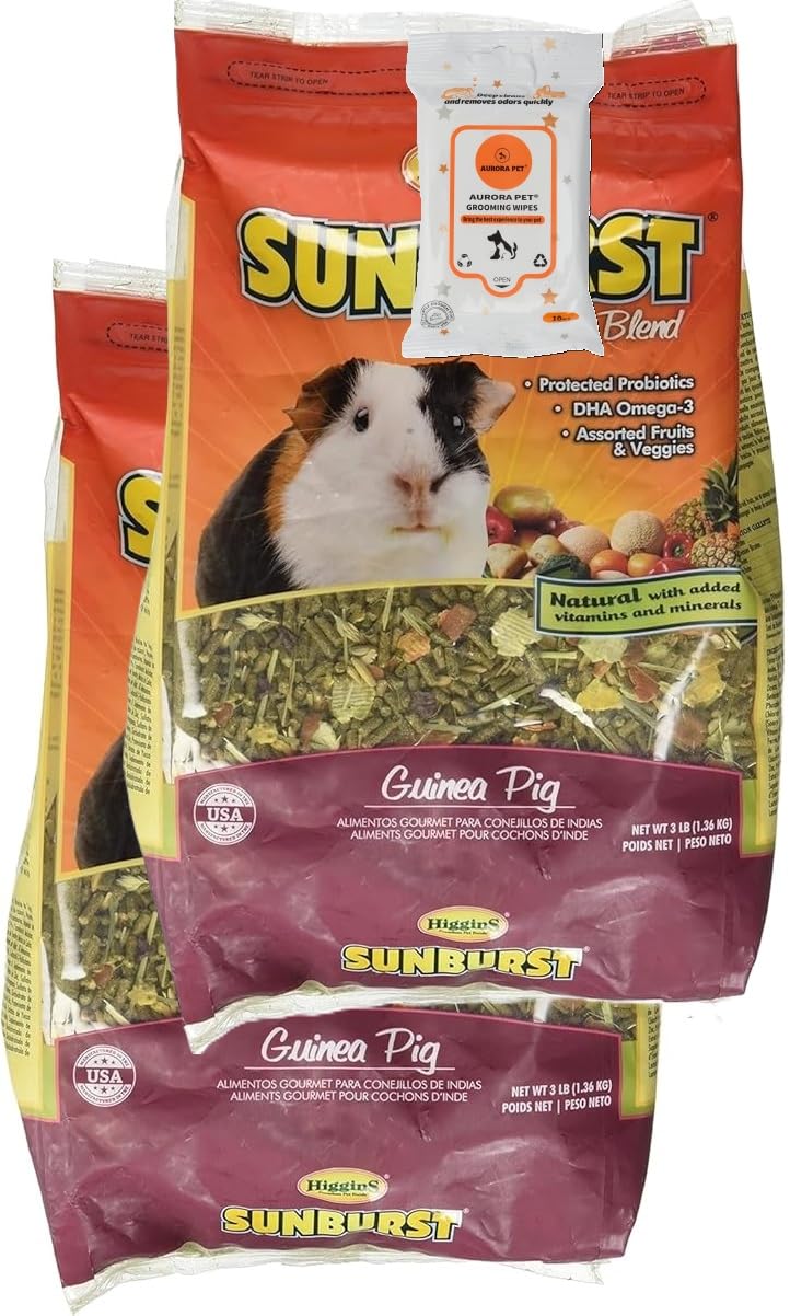 Aurora Pet: paquete Higgins Sunburst 2-pack para cobayas, mezcla variada y nutritiva.