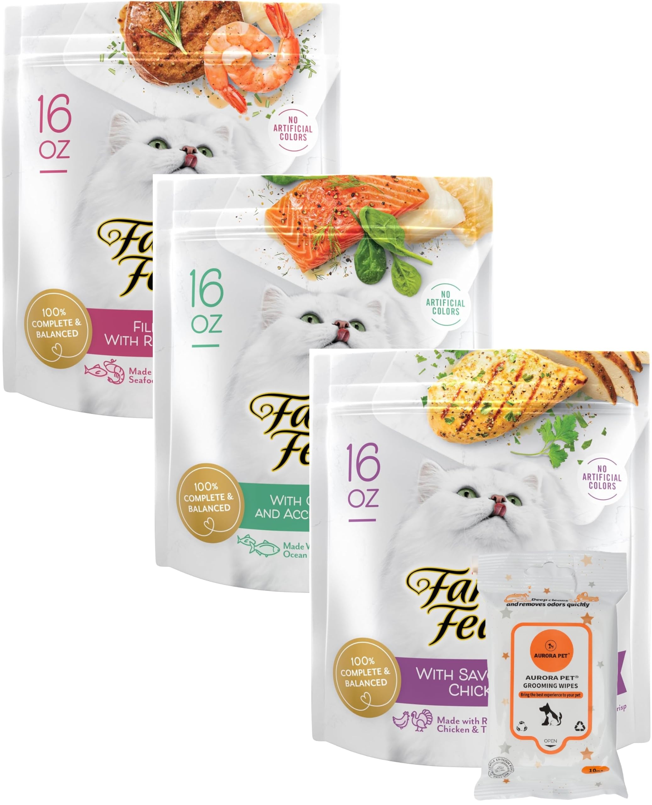 Aurora Pet variedad pack, comida seca para gatos, sabor rico para el gusto diario