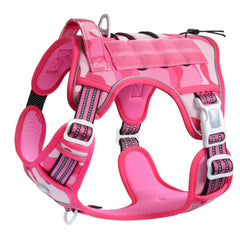 AUROTH arnés táctico rosa camuflaje, vista frontal, cómodo para paseos diarios.