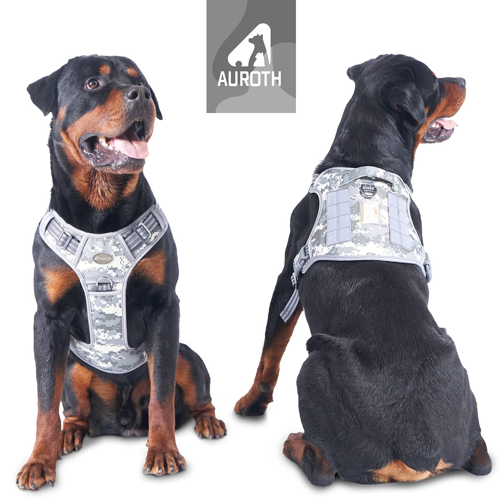 AUROTH Arnés táctico para perro con clip trasero para paseos controlados.