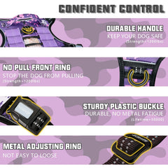 Arnés AUROTH en camuflaje morado trasero muestra anillas robustas para mayor control.