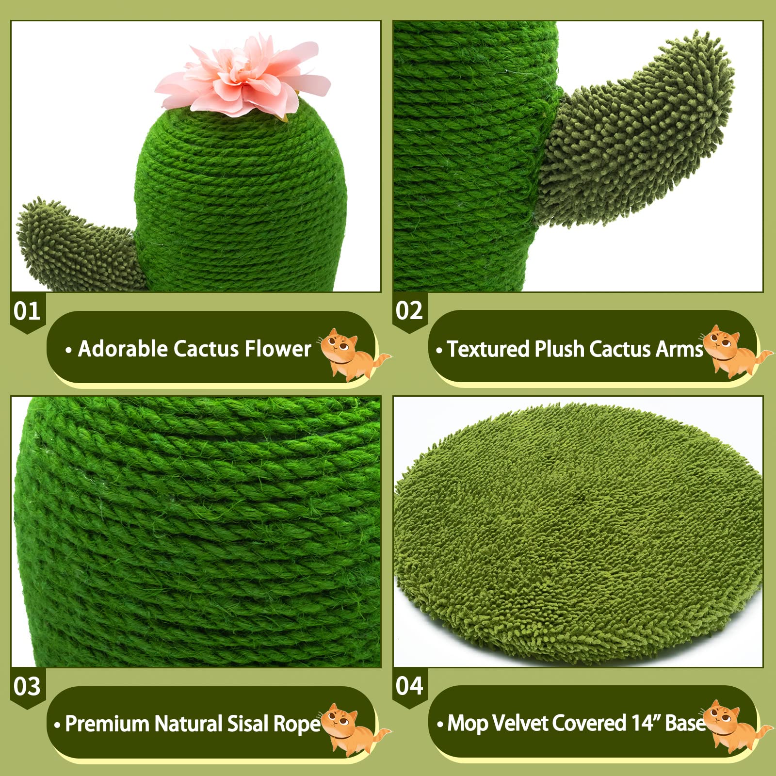 AUSCAT brazos de felpa del cactus, suaves para jugar de forma segura.