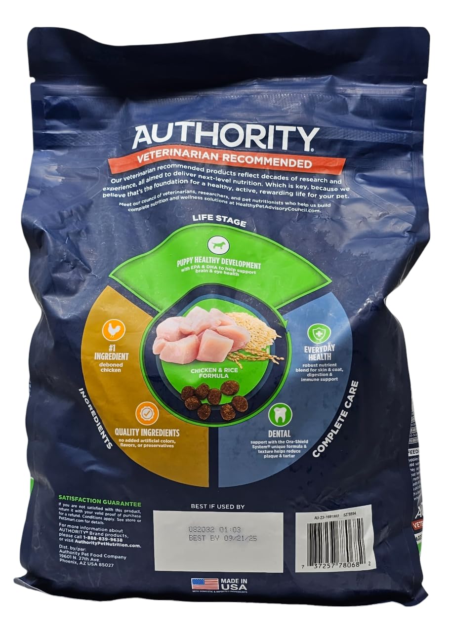 Authority sin-colorantes-sabores-artificiales, opción más natural para perros jóvenes.