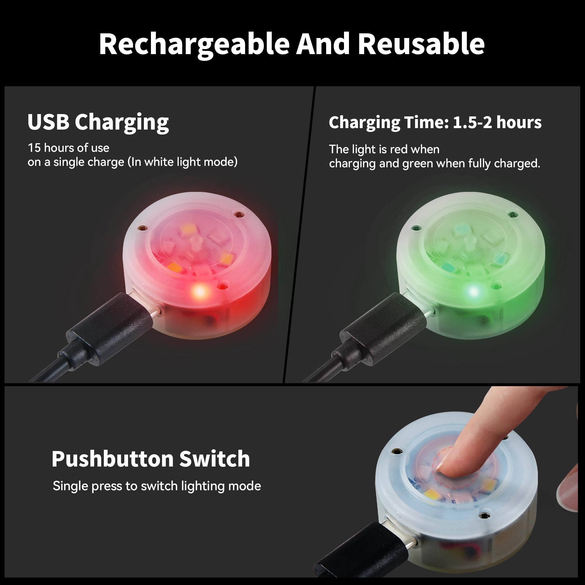 AutoEuropa carga-usb-collar-perro, 15 horas de iluminación continua.