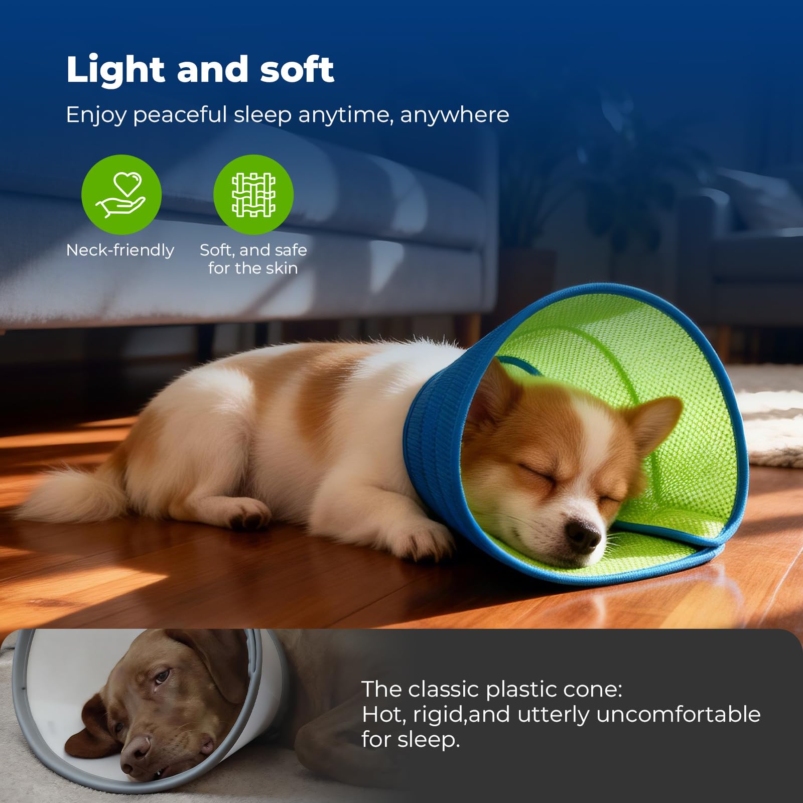Autrous cono para perros, duradero y cómodo durante el cuidado diario.