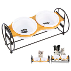 Avestrel plato elevado con dos platos para gatos, alimentación cómoda.
