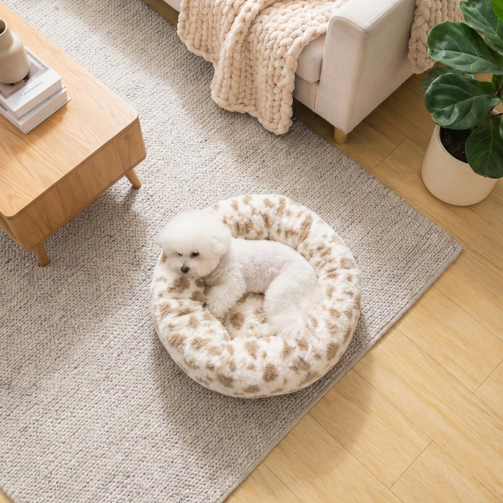 Avont cama para perro redonda, diseño anti-ansiedad para noches tranquilas.