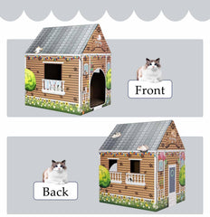 AVXINSOK casa-gato-carton-ventanas-puerta: fomenta curiosidad y juego seguro