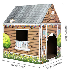 AVXINSOK casita-gato-carton-disenio-madera: aspecto cálido para decorar tu sala