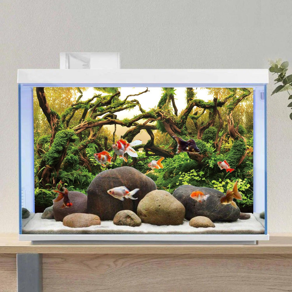 AWERT fondo acuario lago, crea ambiente sereno para peces y plantas.