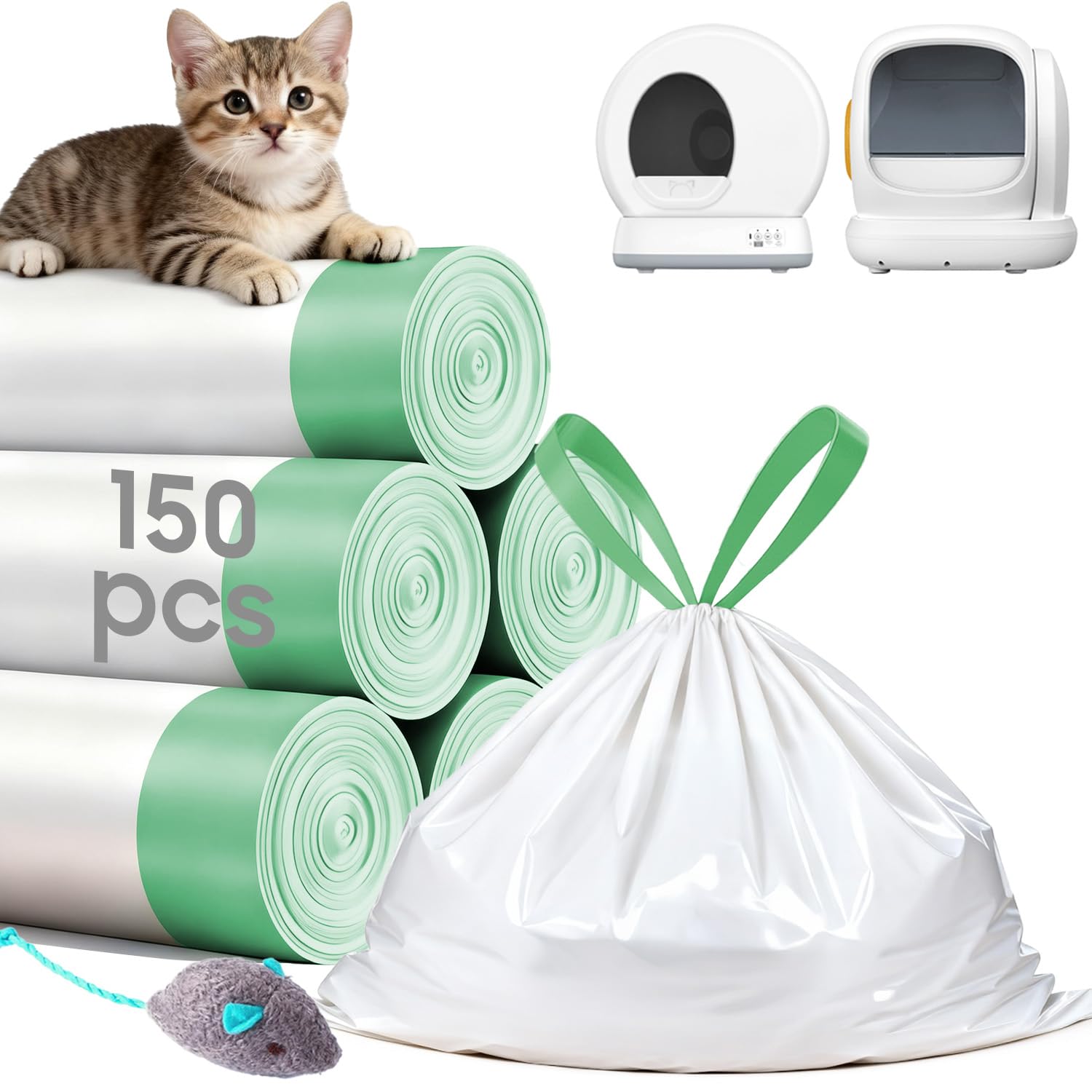 AWoHH bolsas para gato paquete de 150 unidades, práctico para uso diario.