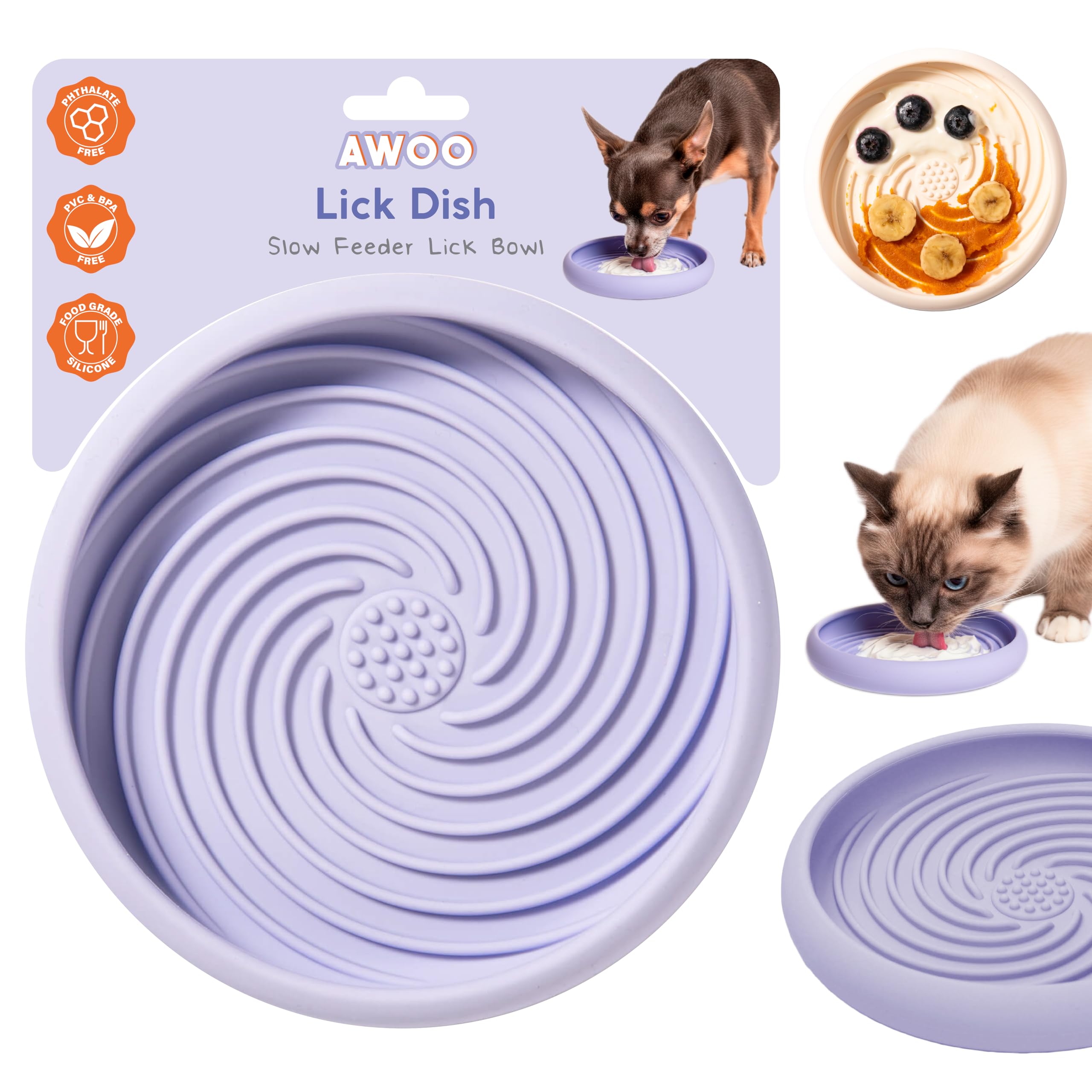 Awoo Lick Dish con ventosas para fijar y comer despacio