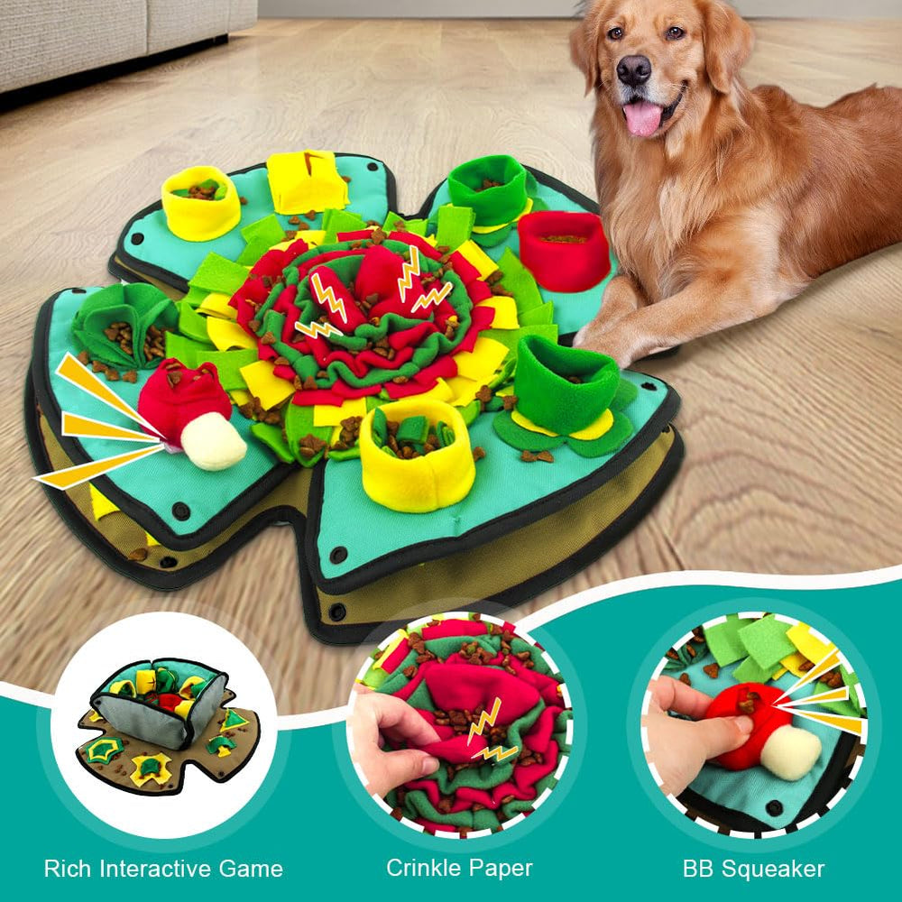 AWOOOF Snuffle Mat con tres niveles de dificultad para el juego.