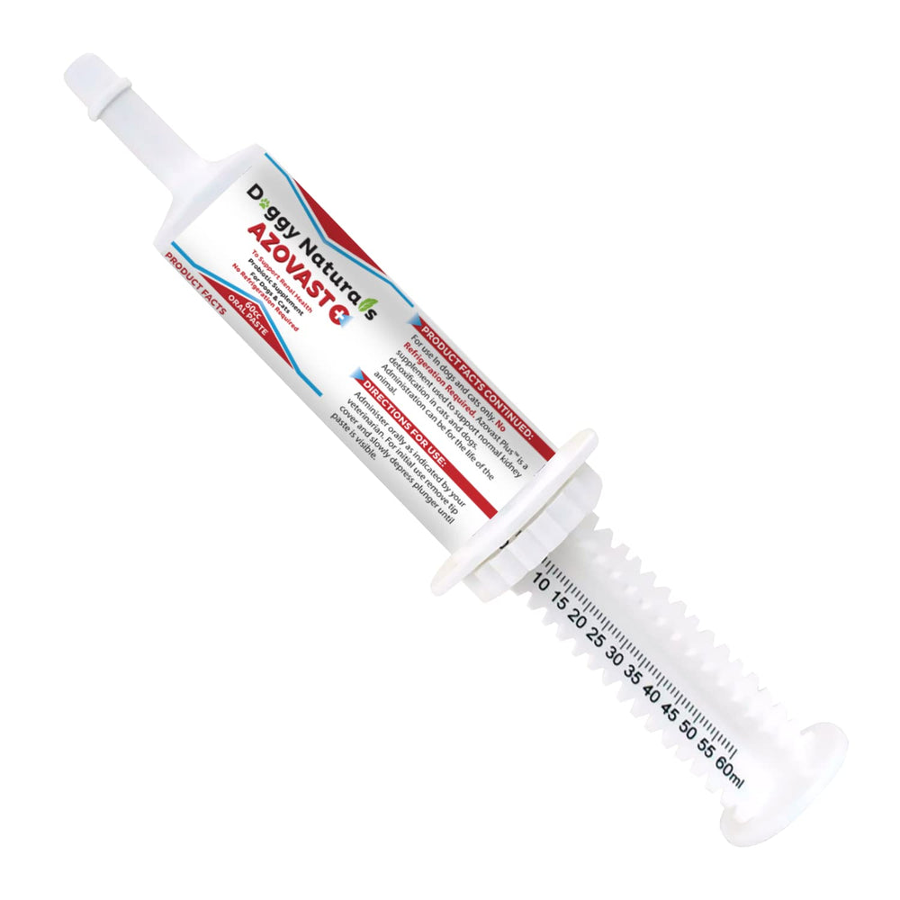 Azovast Plus envase 60cc, fácil de administrar para perros y gatos.