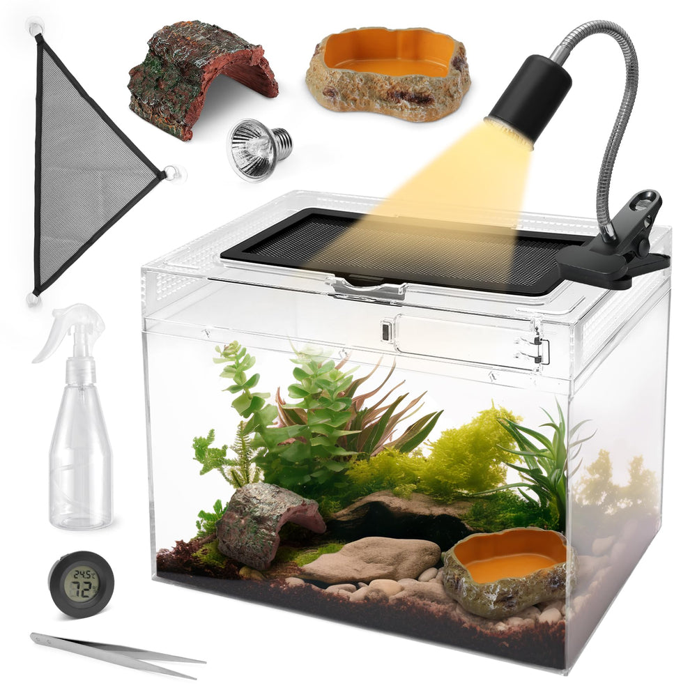 AZV Reptile Starter Kit: tanque compacto para geckos y ranas, ideal para empezar.