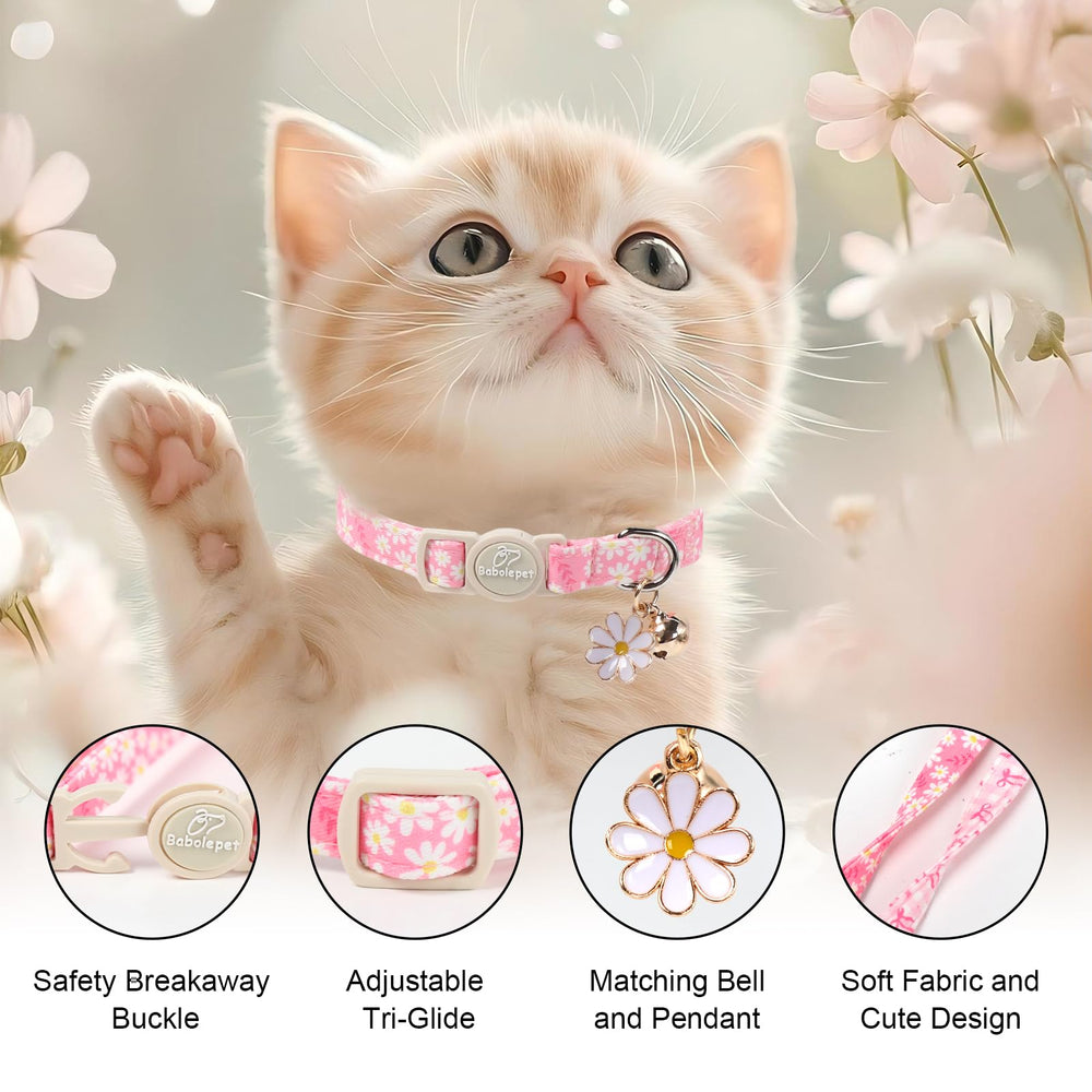 Babole Pet collar gato con colgante coordinado rosa, añade encanto seguro.