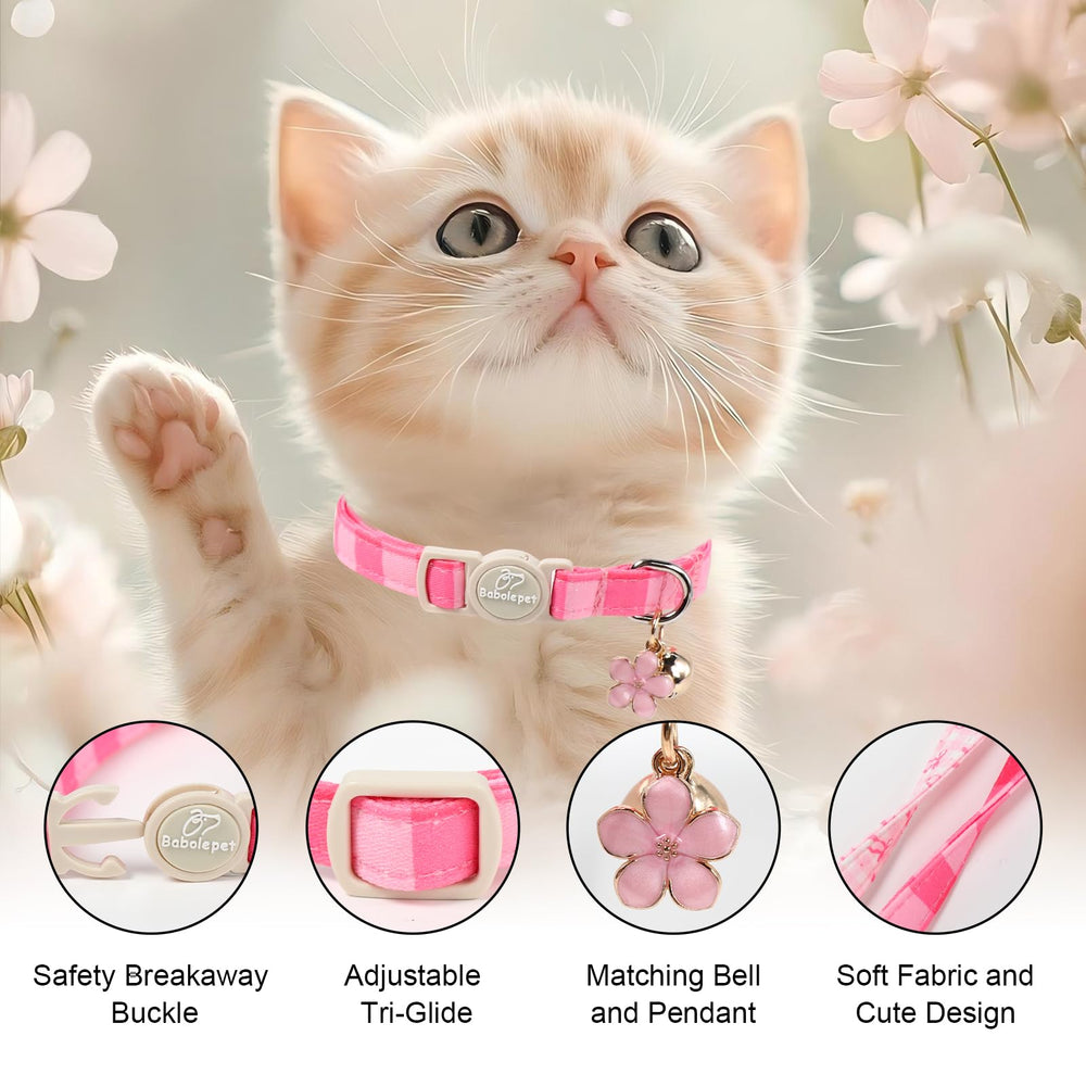 Pack de dos collares Babole Pet rosas, ajuste para gatitas en crecimiento
