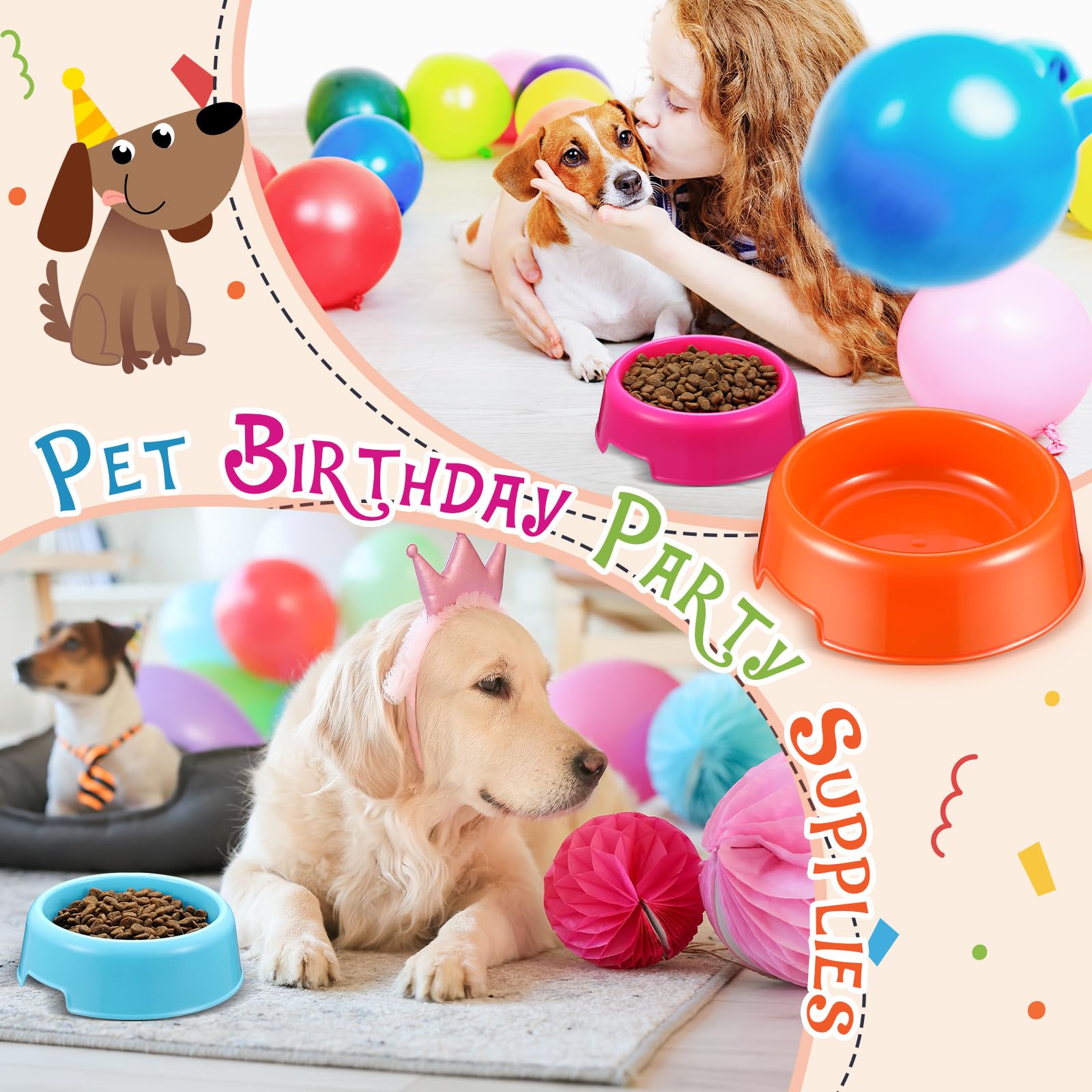 Cuenco plástico Baderke para perros en color naranja, perfecto para fiestas temáticas
