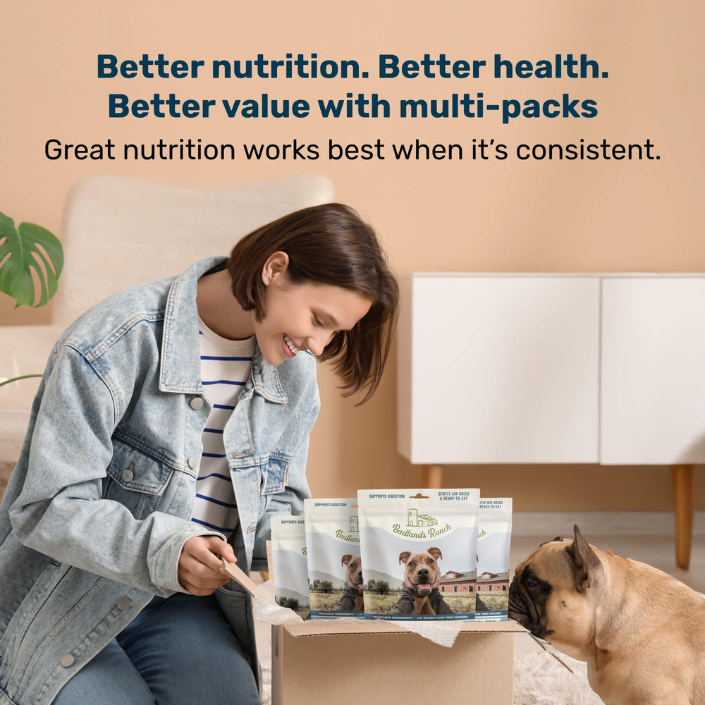 Badlands Ranch cuidado de piel y pelaje mediante nutrición balanceada.