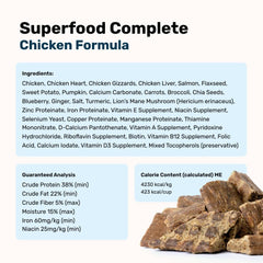 Badlands Ranch con pollo, corazón, hígado y salmón, junto a superfoods para vitalidad.