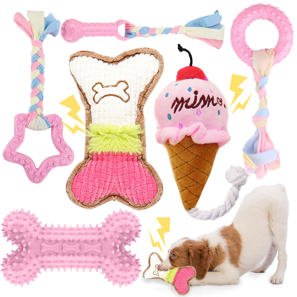 BAEJMJK mordedor hueso rosa para cachorros mejora higiene dental durante juego.