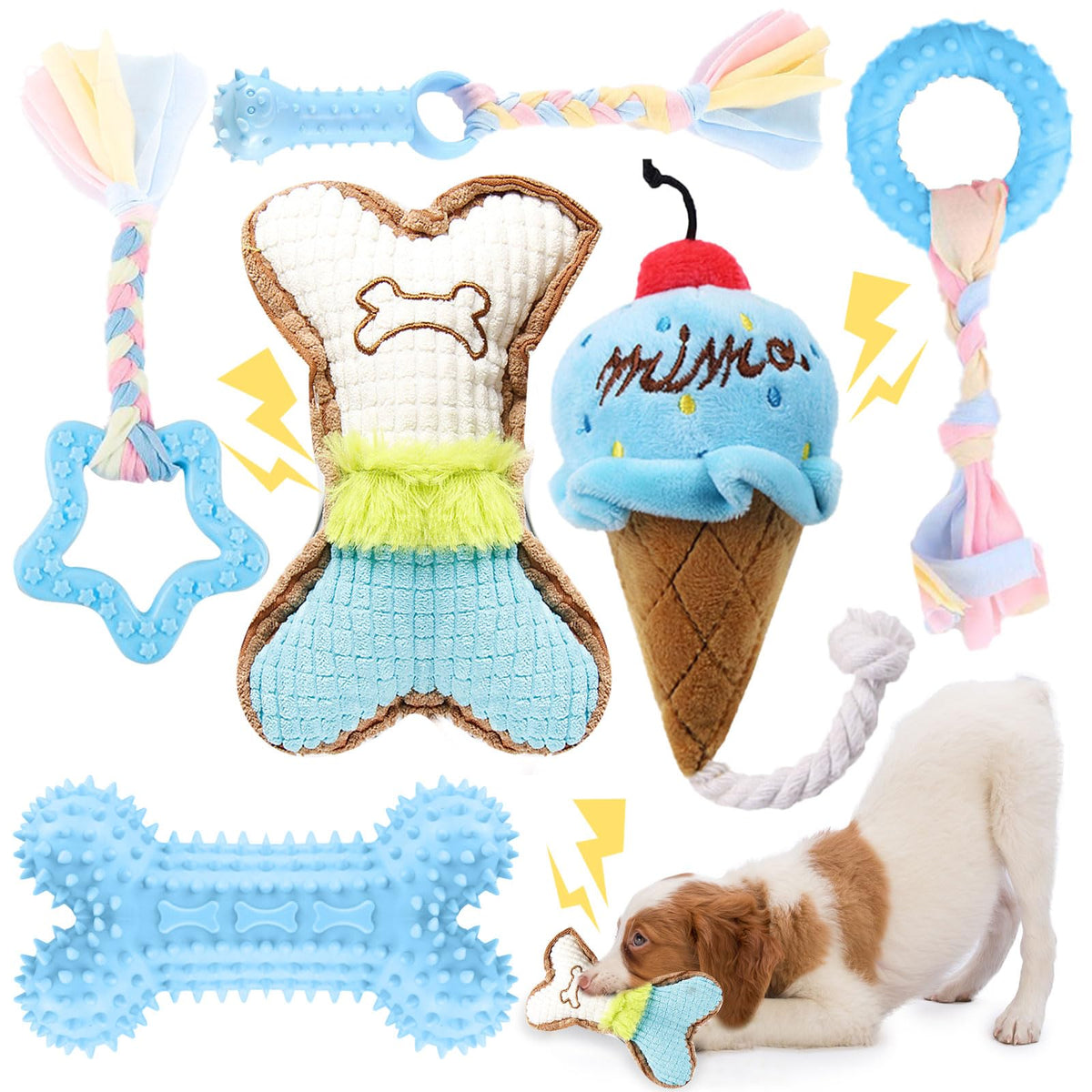 BAEJMJK mordedor hueso azul para perros pequeños, ayuda a limpiar dientes durante la masticación.