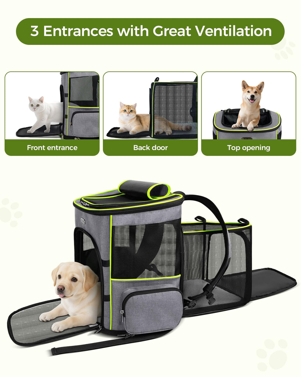 Baglher transportín con malla de ventilación, uso cómodo en caminatas y viajes.
