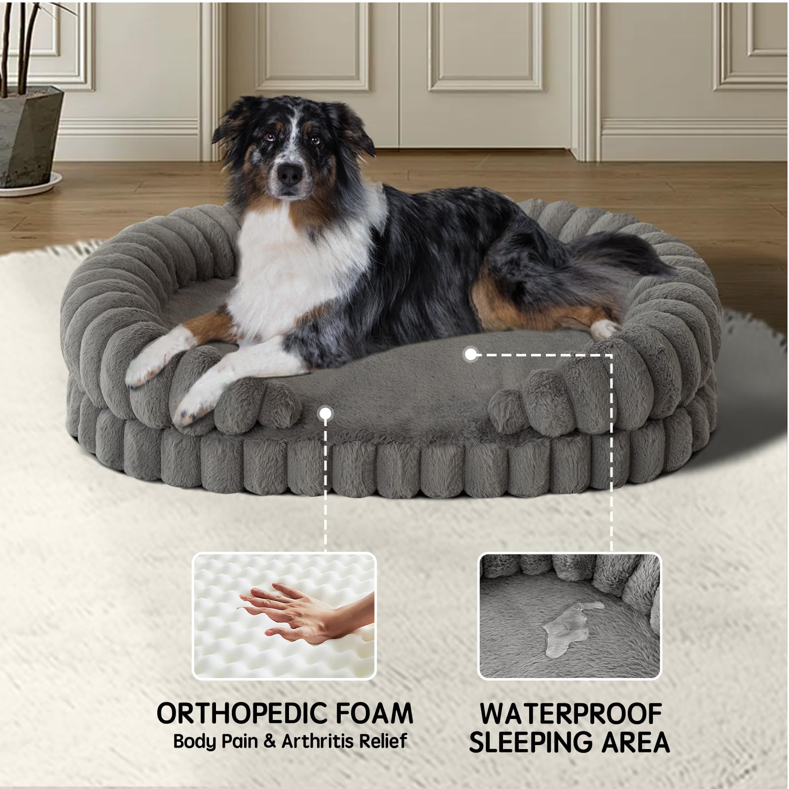 BALANCE cama perro borde acolchado ofrece mayor soporte para cuello.